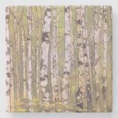 Vogelbomen in een bos (Roerich) Stenen Onderzetter (Voorkant)