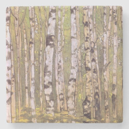 Vogelbomen in een bos (Roerich) Stenen Onderzetter