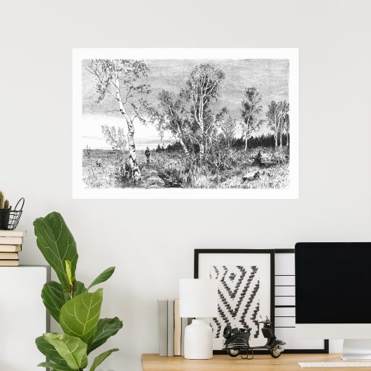  vogelboom 1800 Antiek Poster (Thuiskantoor)