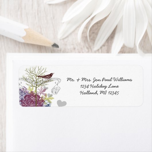 vogelboom Musical Raspberry Damask Tree Etiket (Insitu)