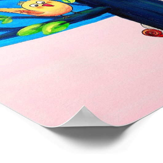 vogelboom | Zachte vogels op een boomkwekerij Poster (Hoek)