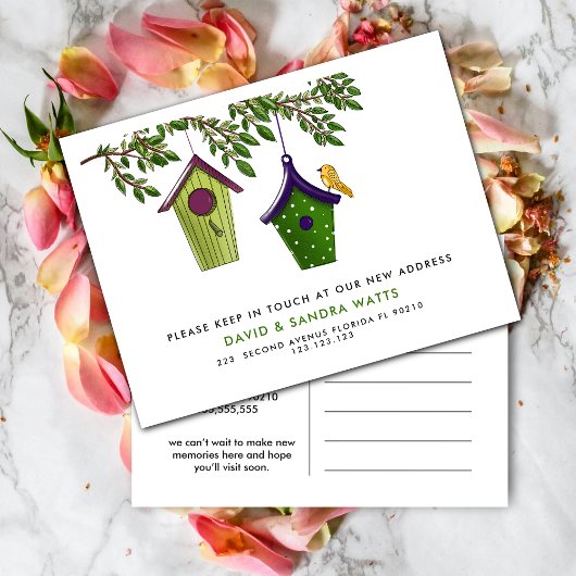 Vogelboxen wijzigen adres verplaatst aankondigingskaart