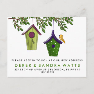 Vogelboxen wijzigen adres we hebben verplaatst aankondigingskaart