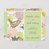 Vogelbroden met snoepgoed bewaren de datum-Briefka Aankondigingskaart (Voorkant / Achterkant)