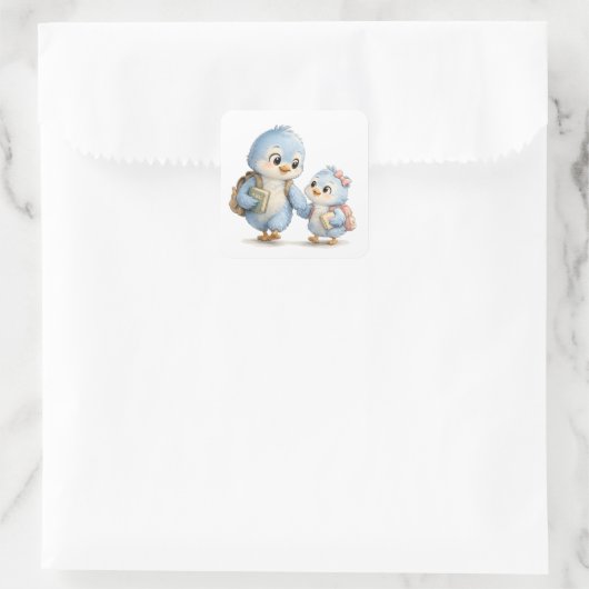 Vogelbroers en -zusters Vierkante Sticker (Tas)