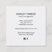 Vogelcamera en bloemen vierkante visitekaartje (Achterkant)