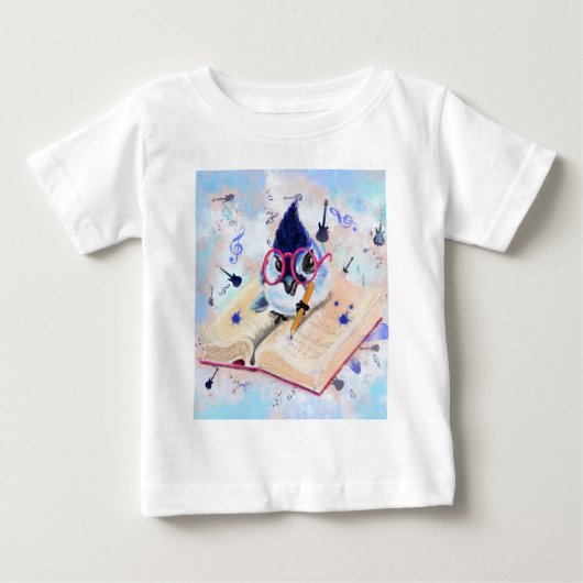 Vogelcomponist Melody Funny Baby T-shirt (Voorkant)