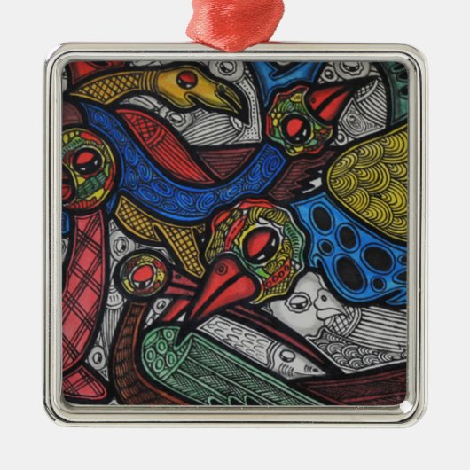 Vogelconferentie Metalen Ornament (Voorkant)