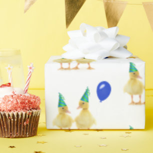 Vogeldag Eenden met een blauwe ballon Cadeaupapier