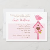 Vogeldag Uitnodigingen (Roze 1e verjaardag) (Voorkant)