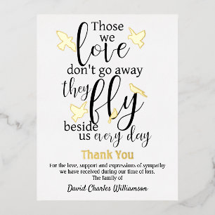 Vogeldank je begrafenis, naast ons. folie uitnodiging briefkaart