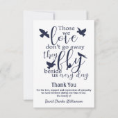 Vogeldank je begrafenis, naast ons medeleven bedankkaart (Voorkant)