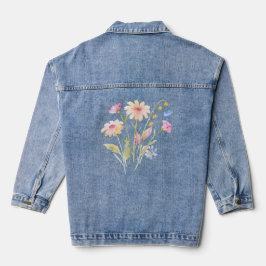 Vogeldieren en wilde bloemen denim jacket