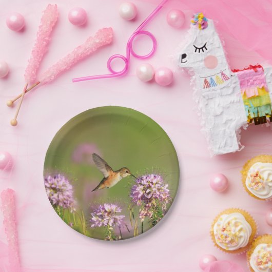 Vogeldieren en wilde bloemen papieren bordje (Feest)