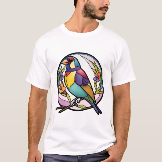 Vogeldierportret Glas in lood Wildlife Forest T-shirt (Voorkant)