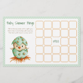 Vogeldragende Groene Neutrale Baby shower Bingo Ka