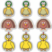 Vogeleend, kalkoen, kip Cartoon Sticker (Voorkant)