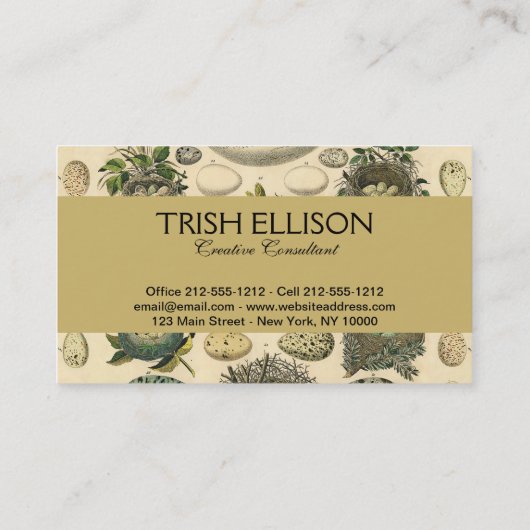  vogeleieren met nestkunst visitekaartje (Achterkant)