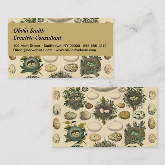 vogeleieren met nestkunst visitekaartje (Voorkant / Achterkant)