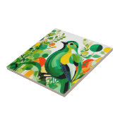 Vogelelegantie, groene Abstracte vogel op boomtak Tegeltje (Zijkant)
