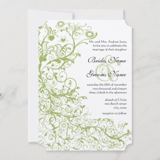 Vogelen en zwemmen op Ice Green Hydrangea Weddensc Kaart (Achterkant)