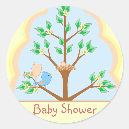 Vogelfamilie Baby shower Sticker (Voorkant)