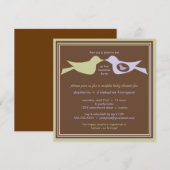 Vogelfamilie koppels Baby shower Lila en geslacht Kaart (Voorkant / Achterkant)