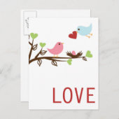 Vogelfamilie met hart briefkaart (Voorkant / Achterkant)