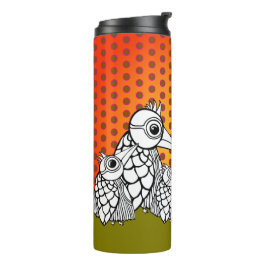 Vogelfamilie & Polka Dots Thermosbeker