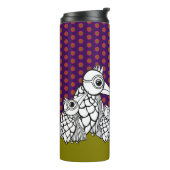 Vogelfamilie & Polka Dots Thermosbeker (Gedraaid links)