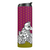 Vogelfamilie & Polka Dots Thermosbeker (Gedraaid links)