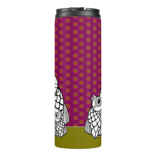 Vogelfamilie & Polka Dots Thermosbeker (Achterkant)