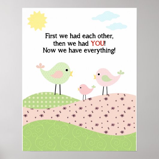 Vogelfamilie poster voor kinderkamer (Voorkant)