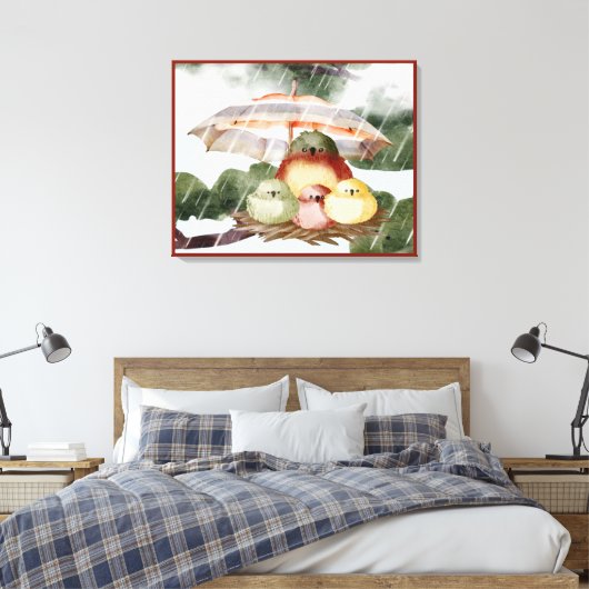Vogelfamilie | Schuif vanaf de Storm Canvas Print (Insitu (Slaapkamer))