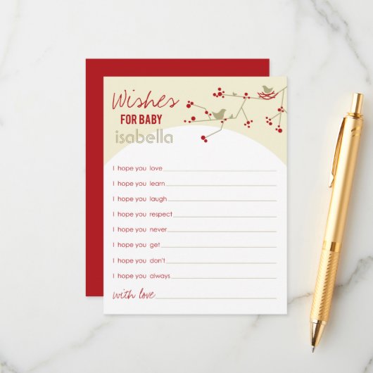 Vogelfamilie wenst Baby game Kaart (Voorkant / Achterkant in situ)