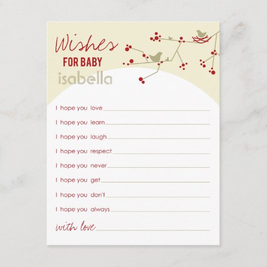 Vogelfamilie wenst Baby game Kaart (Voorkant)