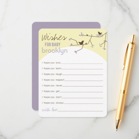 Vogelfamilie wenst Baby game Kaart (Voorkant / Achterkant in situ)