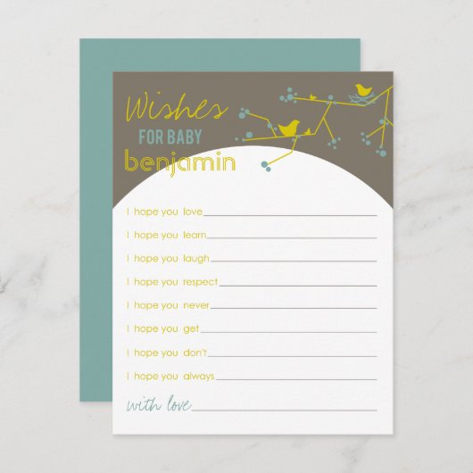 Vogelfamilie wenst Baby game Kaart (Voorkant / Achterkant)