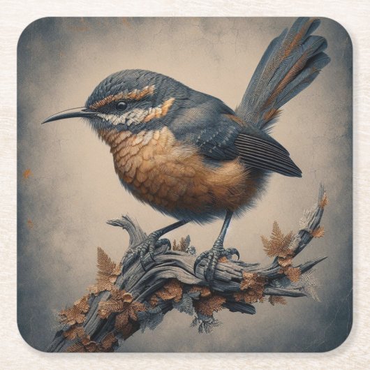 Vogelfauna Flora Vierkant Papier Onderzetter (Voorkant)