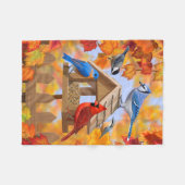 Vogelfeeder Gathering Autumn Fleece Deken (Voorkant (Horizontaal))