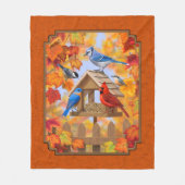 Vogelfeeder Gathering Najaar Sinaasappel Fleece Deken (Voorkant)