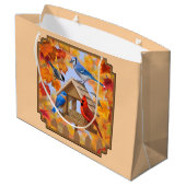 Vogelfeeder Gathering Najaar Sinaasappel Groot Cadeauzakje (Achterkant Gekanteld)