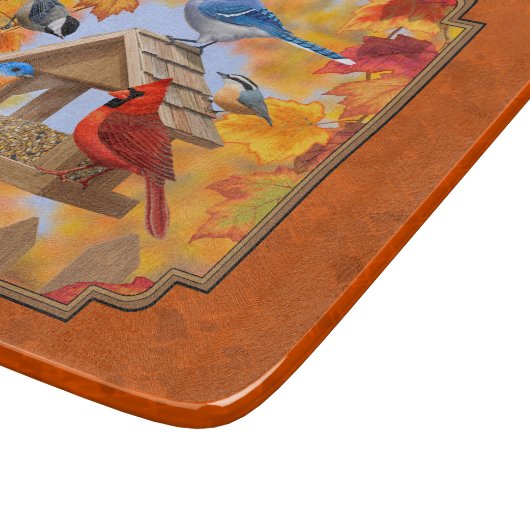 Vogelfeeder Gathering Najaar Sinaasappel Snijplank (Hoek)