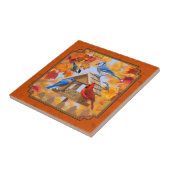 Vogelfeeder Gathering Najaar Sinaasappel Tegeltje (Zijkant)