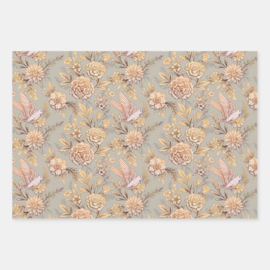  vogelflessenpatroon inpakpapier vel (Voorkant)