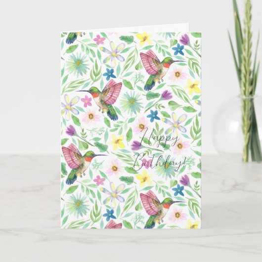 Vogelflora Birthday Kaart (Voorkant)