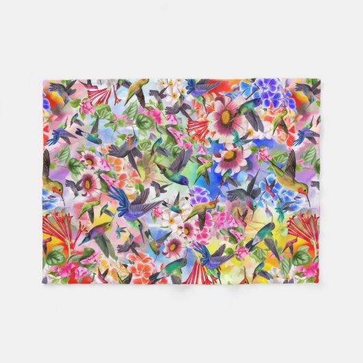 Vogelflora Fleece Deken (Voorkant (Horizontaal))