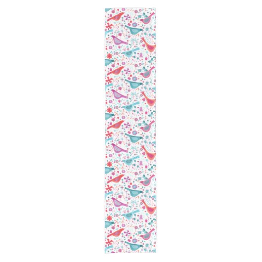 Vogelflora Waterverf Korte Tafelloper (Voorkant)