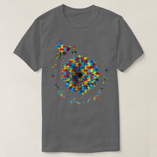 Vogelfluitje lintje Puzzle Live Love Autisme Aware T-shirt (Design voorkant)