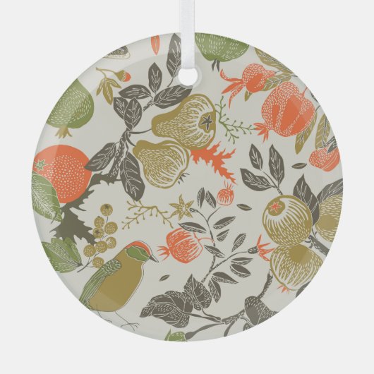 Vogelfruittuin: naadloos glas ornament (Voorkant)